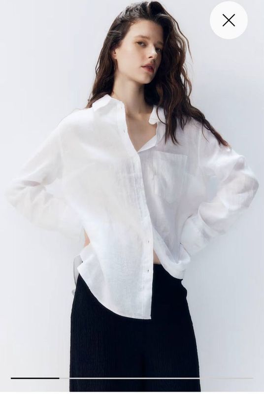 Белая рубашка H&M, Лён, Белая рубашка H&M, Лён,