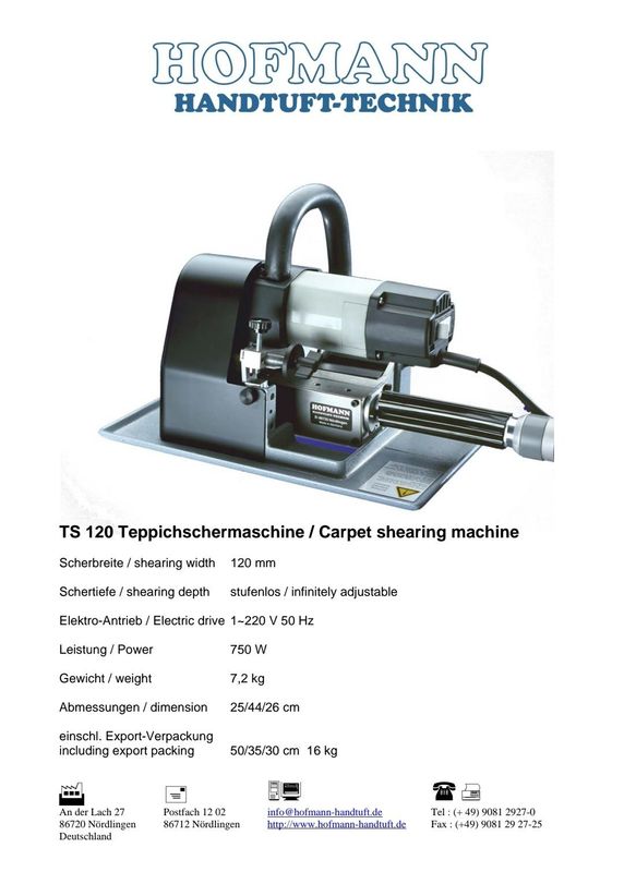 Машина для стрижки ковров TS 120 U, mode in Germany Машина для стрижки ковров TS 120 U, mode in Germany
