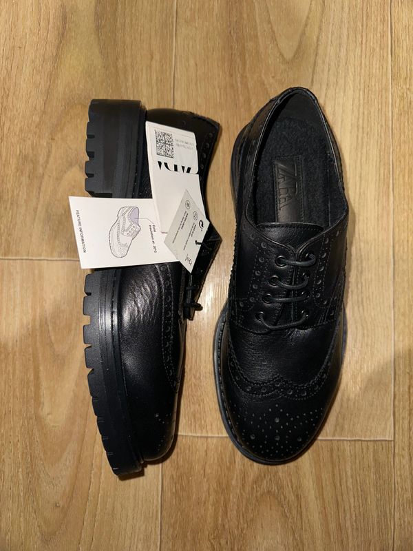 Zara man кожаные туфли черные