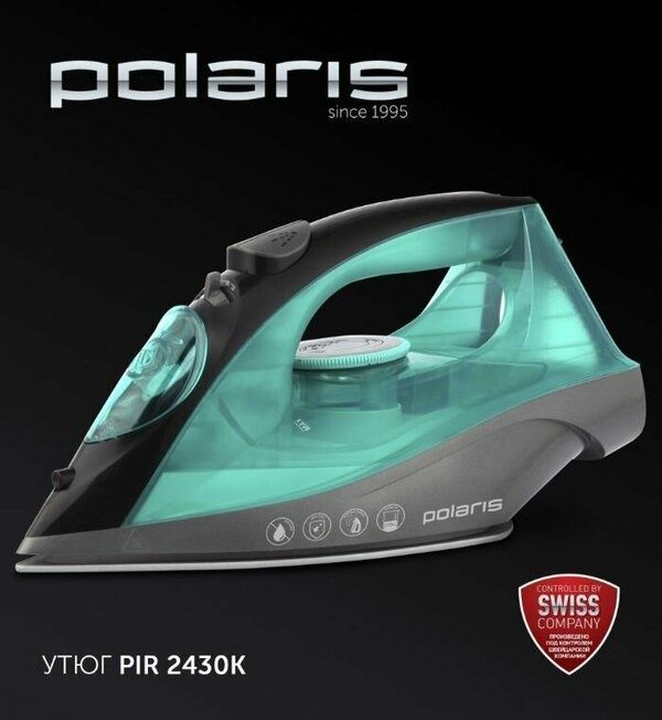 Утюг для одежды с отпаривателем для дома Polaris PIR2430K 2400Вт, паро Утюг для одежды с отпаривателем для дома Polaris PIR2430K 2400Вт, паро