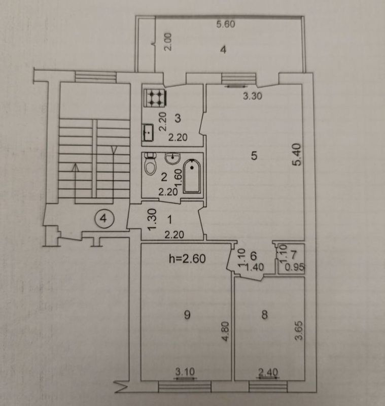 3/3/4 Академ Городок, кирпич, 2х6 балкон