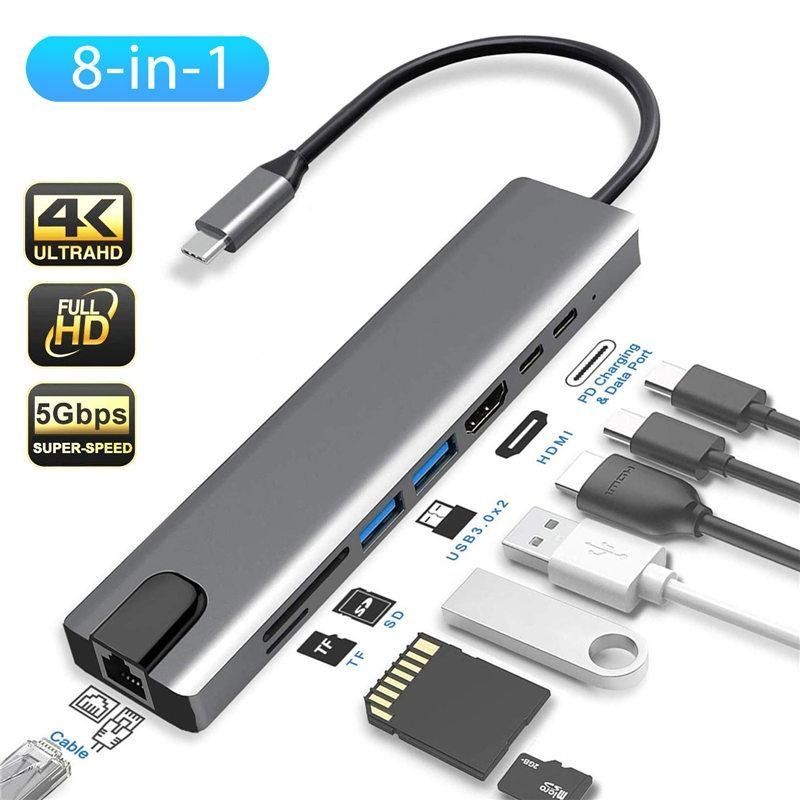 Скидка! Type c hub, 8 in 1 ,hdmi / Lan /usb 3.0/macbook ,samsung s 8/9