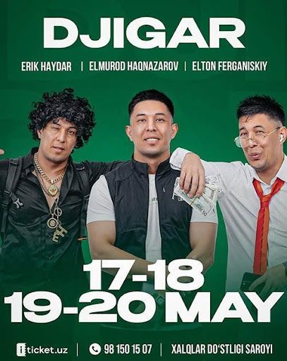 Elmurod Haqnazarovning - Djigar konsertiga bilet 2ta yonma yon 17 may Elmurod Haqnazarovning - Djigar konsertiga bilet 2ta yonma yon 17 may