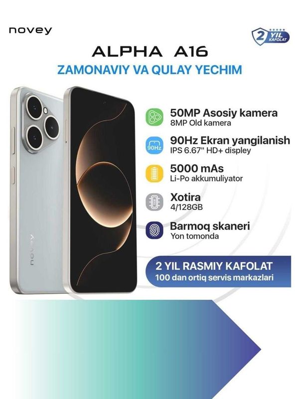 Novey Alpha A16 qora 4/128 Novey Alpha A16 qora 4/128