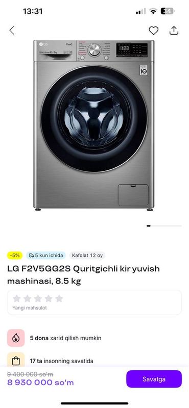 Lg kir moshina yengi 10 yil garantiyali