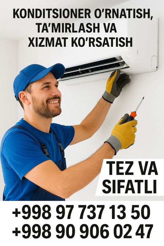 Konditsioner oʻrnatish, ta’mirlash va hokazo