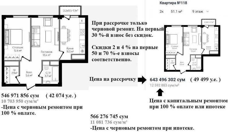 Новостройка на 2026 г. 2/9/9 с отделкой. Или с ремонтом! 51 м². Компас Новостройка на 2026 г. 2/9/9 с отделкой. Или с ремонтом! 51 м². Компас