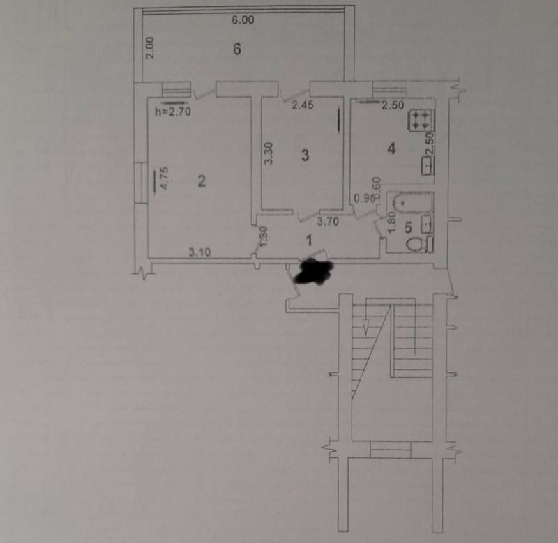 Продажа квартиры 2/2/5 50м2 без ремонта на Яккасарае (Интерпол)