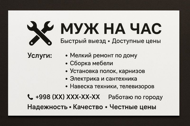 Муж на час. Работа по дому Муж на час. Работа по дому