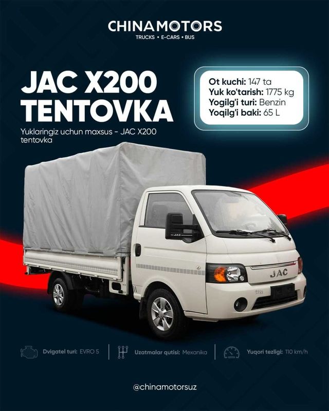 JAC X200 tentovka rasmiy dillerdan kafolatlar bilan xarid qiling