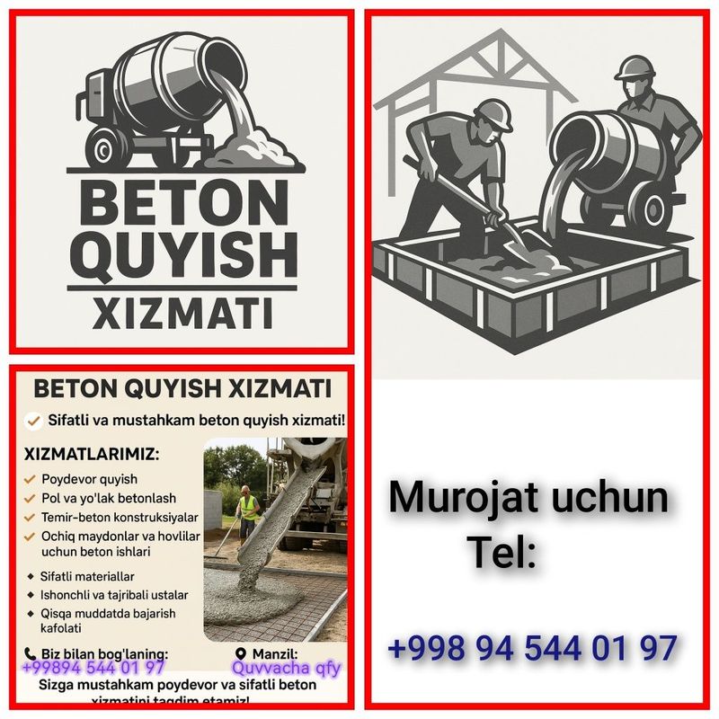 BETON quyish xizmati