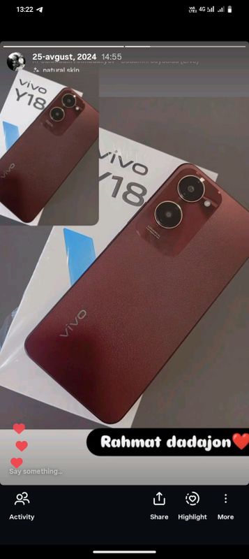 Vivo Y 18 deyarli yangi -1mnl 700 kelishamiz Vivo Y 18 deyarli yangi -1mnl 700 kelishamiz