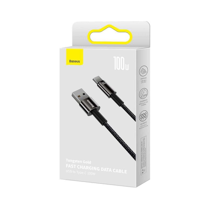 Кабель Baseus Tungsten Gold USB Type-C 100W быстрая зарядка 1 метр Кабель Baseus Tungsten Gold USB Type-C 100W быстрая зарядка 1 метр