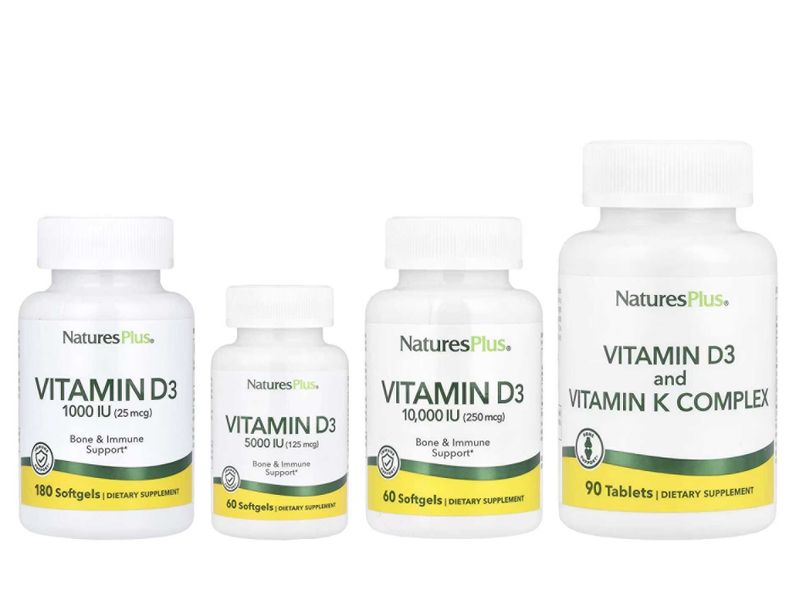 NaturesPlus, витамин D3, 125 мкг (5000 МЕ), 60 мягких таблеток