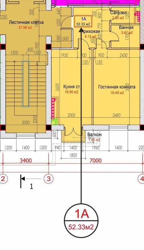 НОВОСТРОЙ продается 2 комн квартира на 52.3 м2 Сайрам БУЗ базар