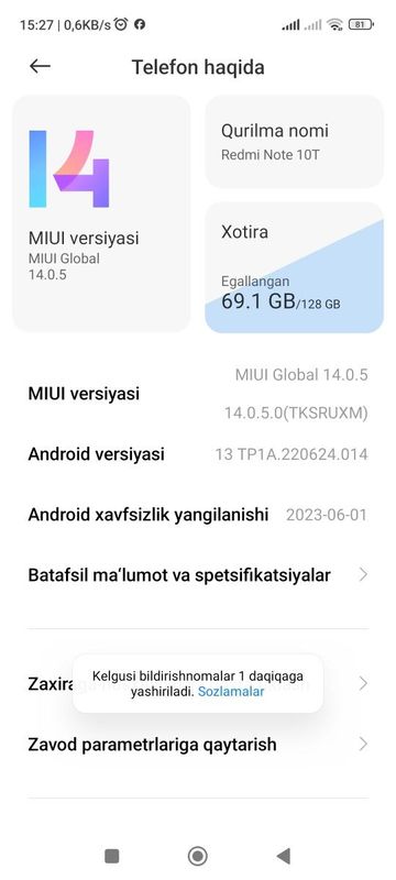 Redmi not 10 T 128 GB ideaal Redmi not 10 T 128 GB ideaal