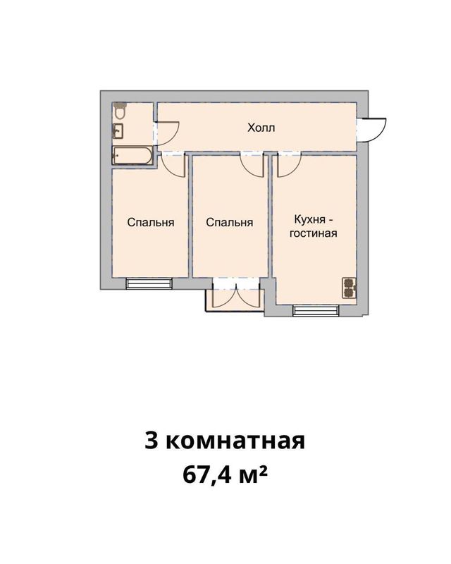 Продаётся 3/6/10 67м2 в ЖК "Via Port", ор-р: Феличита