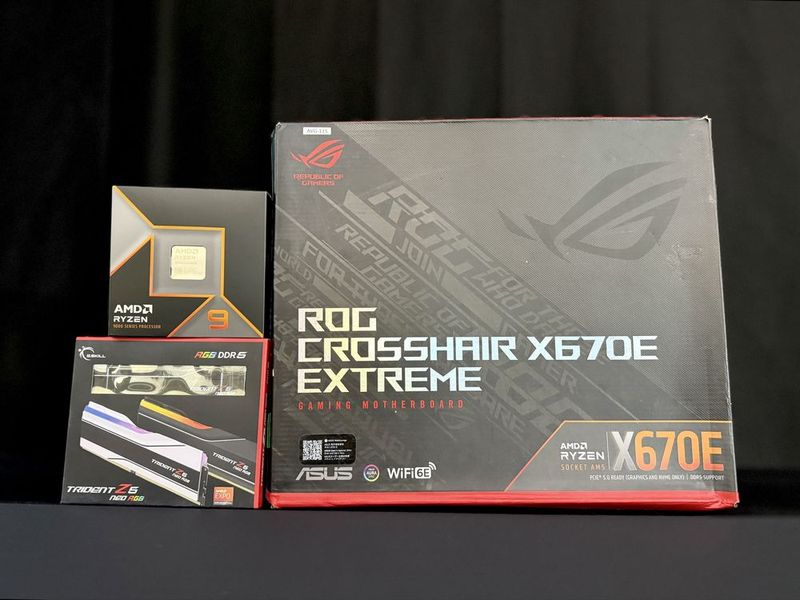 AMD Ryzen 9 9950X + G.Skill Trident RGB 64GB+ ROG Crossh X670E EXTREME AMD Ryzen 9 9950X + G.Skill Trident RGB 64GB+ ROG Crossh X670E EXTREME