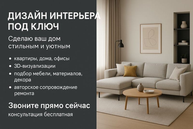 Дизайн интерьера под ключ | Сделаю ваш дом стильным и уютным Дизайн интерьера под ключ | Сделаю ваш дом стильным и уютным