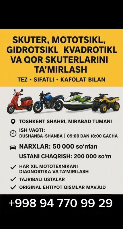 Moto tamirlash xizmati Moto tamirlash xizmati