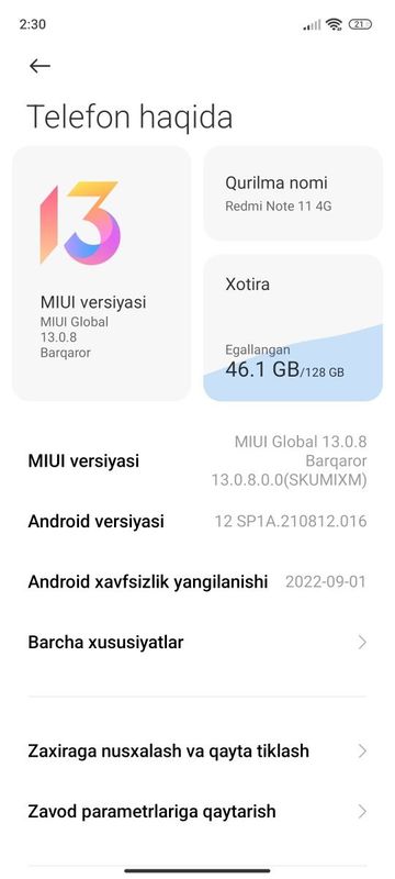 Redmi note 11 128talik