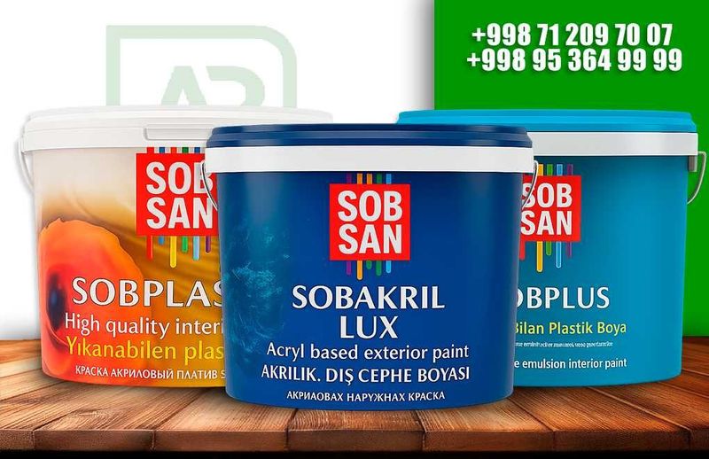SOBSAN emulsiyalari / akril boyoq / акриловая краска / SOB PLASTIK