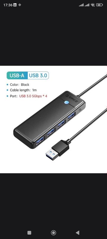 USB 3.0 hub 4 в 1 (1m)