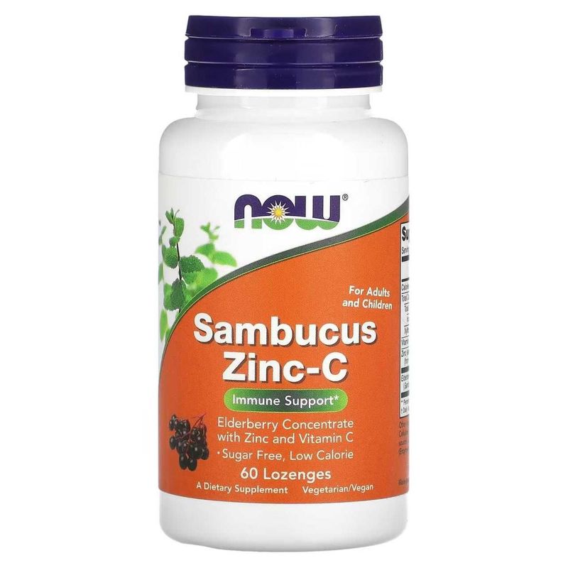 NOW Foods, цинк с витамином С и бузиной, 60 пастилок NOW Foods, цинк с витамином С и бузиной, 60 пастилок