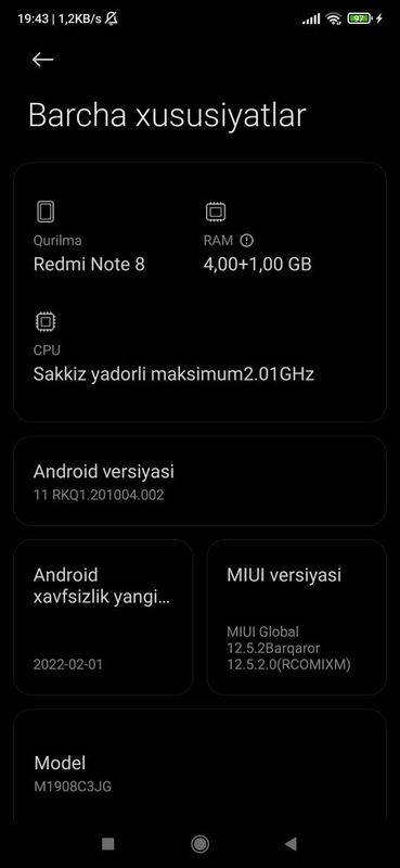 Redmi note 8 5ga 64li obmen yoki naxt