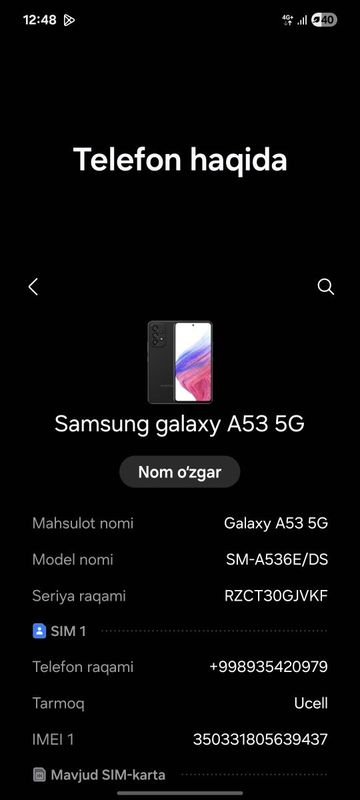 Samsung A53 5G xolati ideal aybi yuq iphone ga abmen bor daplata ham