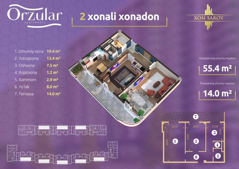 Xon Saroy Orzular loyihasi 2 xonalik uy srochno sotiladi Xon Saroy Orzular loyihasi 2 xonalik uy srochno sotiladi