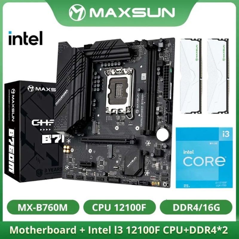 Intel core i3 12100f+Maxsun b760m+16gb 3200 Intel core i3 12100f+Maxsun b760m+16gb 3200