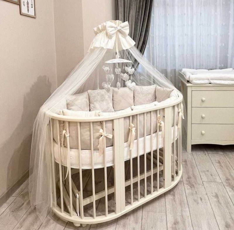 Детская кроватка круглая Baby Lux Aisha трансфомер 8в 1 с маятником.