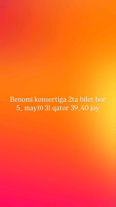 2ta bilet sotiladi 150mindan 2ta bilet sotiladi 150mindan