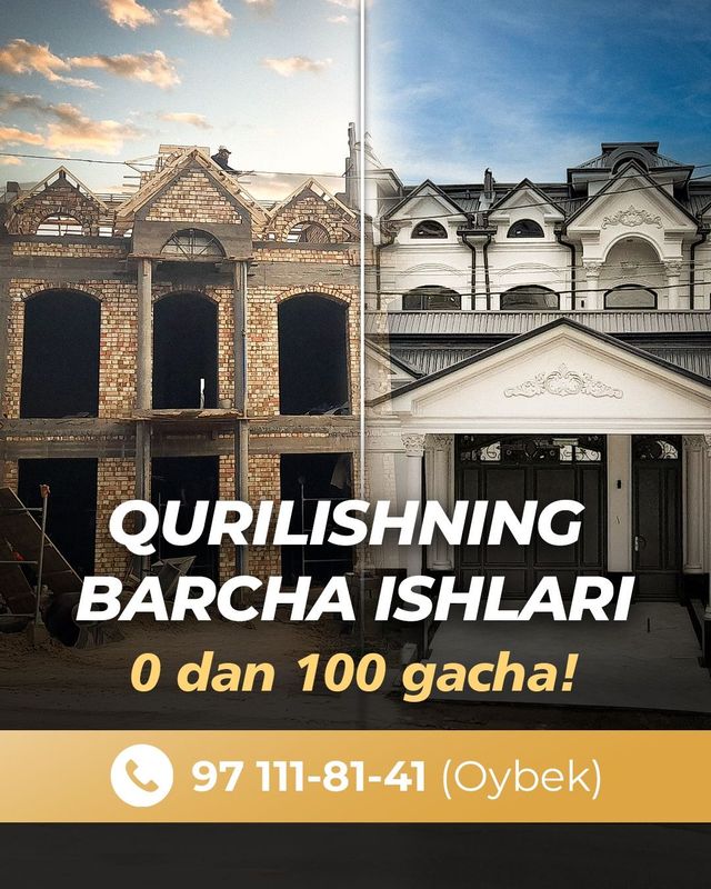 Mas'uliyatli va o'z vaqtida topshiradigan quruvchi kerakmi? Mas'uliyatli va o'z vaqtida topshiradigan quruvchi kerakmi?