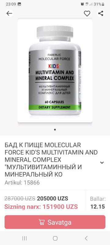 Faberlicda supper vitamin minerallar toplami Faberlicda supper vitamin minerallar toplami