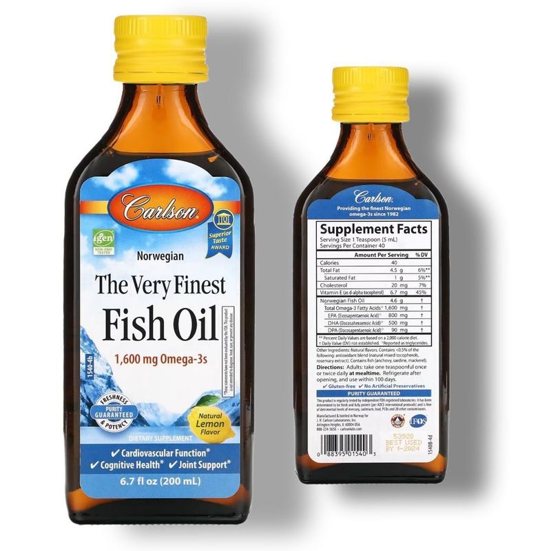 Рыбий жир 200мл Carlson, Norwegian, The Very Finest Fish Oil из Америк