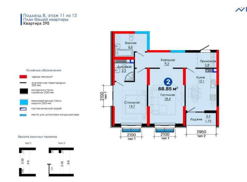 2-комнатная квартира в ЖК NRG Джоми | White Box | Готова к ремонту 2-комнатная квартира в ЖК NRG Джоми | White Box | Готова к ремонту