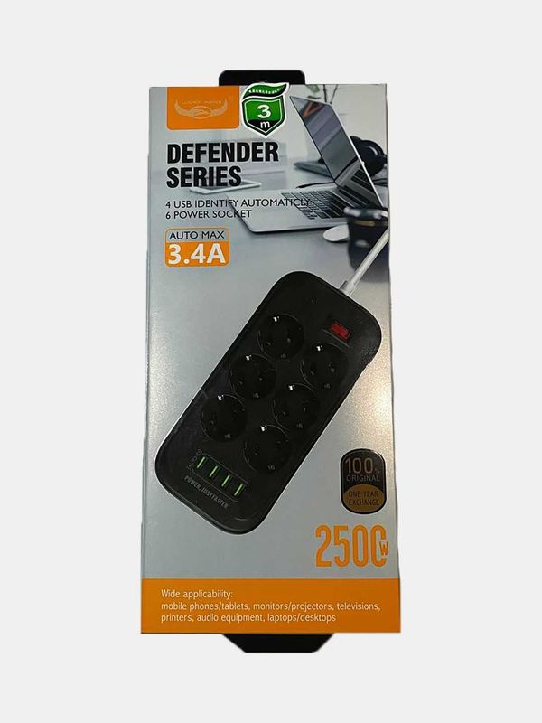Сетевой фильтр, удлинитель, из серии DEFENDER SERIES Сетевой фильтр, удлинитель, из серии DEFENDER SERIES
