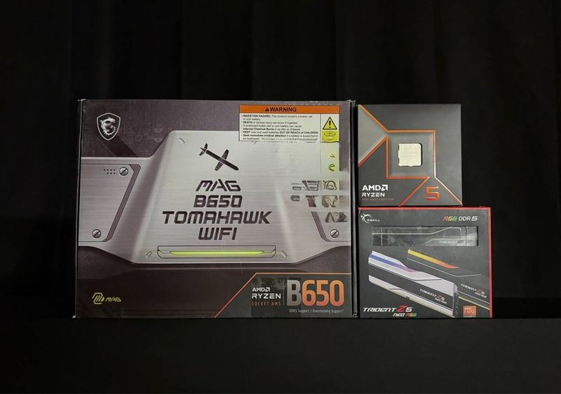 AMD Ryzen 5 9600X | G.Skill RGB 32GB CL30 | MSI MAG B650 Tomahawk WiFi AMD Ryzen 5 9600X | G.Skill RGB 32GB CL30 | MSI MAG B650 Tomahawk WiFi