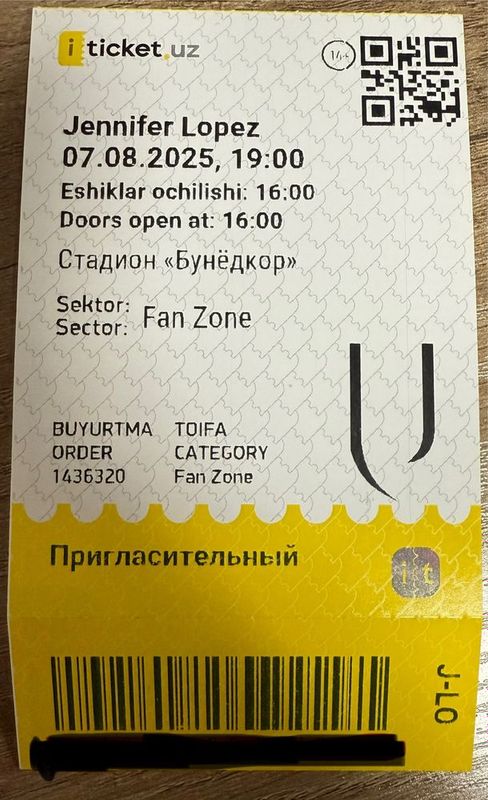 Jennifer Lopez концертига билет сотилади.
