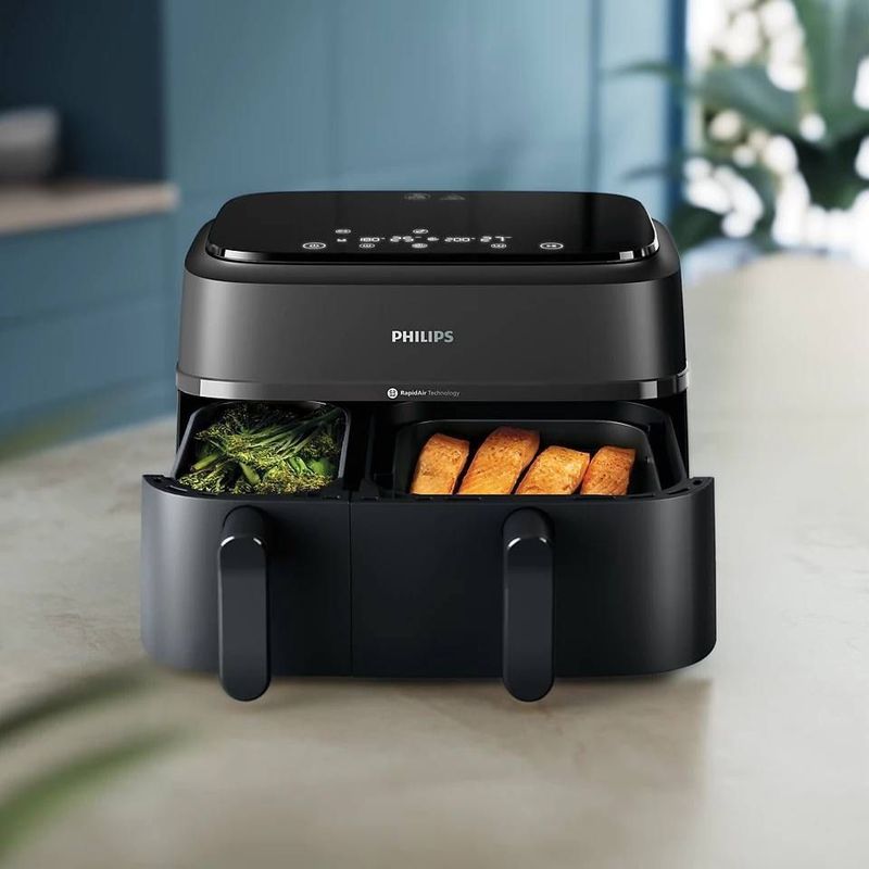 Аэрофритюрница Philips Dual Basket 3000 Series,черный, (NA350/00) Аэрофритюрница Philips Dual Basket 3000 Series,черный, (NA350/00)