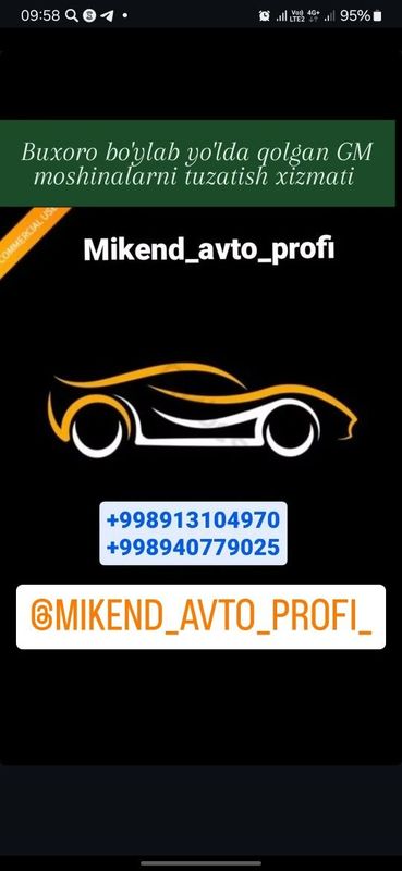 24/7 BUXORO SHahari Bo‘ylab Servis Xizmatlari "GM avtomobilariga" 24/7 BUXORO SHahari Bo‘ylab Servis Xizmatlari "GM avtomobilariga"