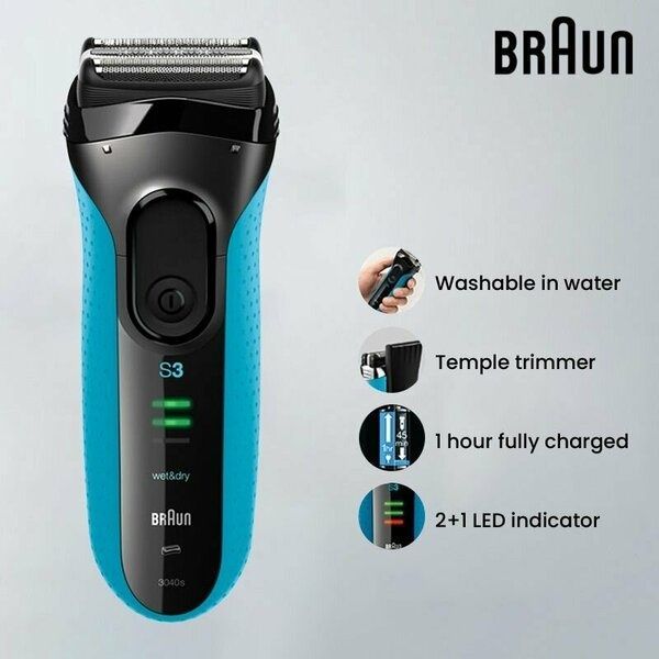 Электробритва Braun Series 3 3040S, сеточная, влагозащита, быстрая зар