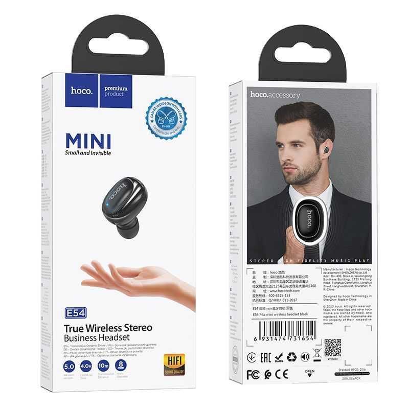 Беспроводная гарнитура Hoco E54 Mia Mini с микрофоном (чёрный) Беспроводная гарнитура Hoco E54 Mia Mini с микрофоном (чёрный)