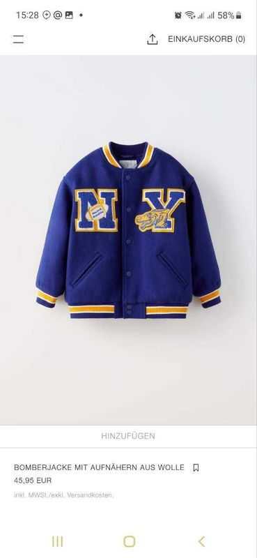 Бомбер ZARA на 11-12 лет