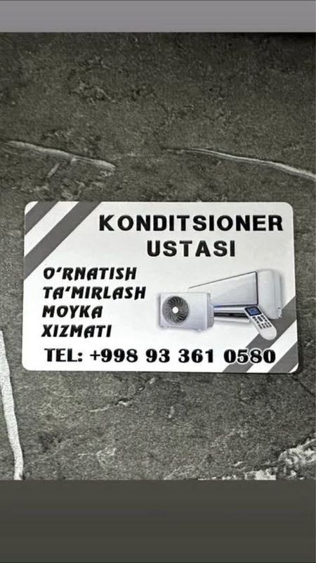 Konditsioner o’rnatamiz va moyka qilamiz Konditsioner o’rnatamiz va moyka qilamiz