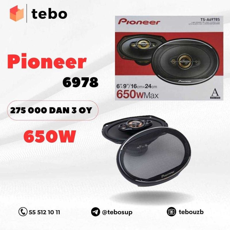 Pioneer TS-A6978S 650W kalonkalari Muddatli to'lovga