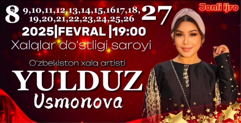 Yulduz Usmonovani konsertiga oldi qatorlaga biletla bor