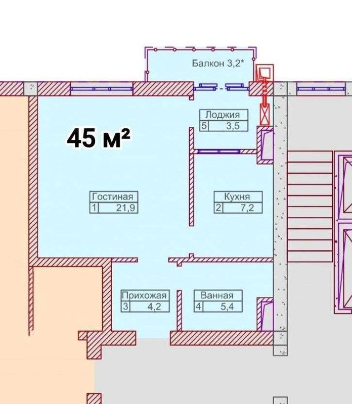 Продаю 1 комнатную 45м² Новостройка ЖК Кукча Дарваза